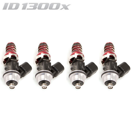 ID1300-XDS Injectors Set of 4, 48mm Length, 11mm Red Adaptor Top, Honda Lower Adaptor - Honda S2000 AP1 99-05