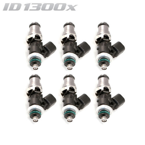 ID1300-XDS Injectors Set of 6, 48mm Length, 14mm Grey Adaptor Top, Nissan VR Lower Adaptor - Nissan 370Z/GT-R R35/Infiniti G37 V36