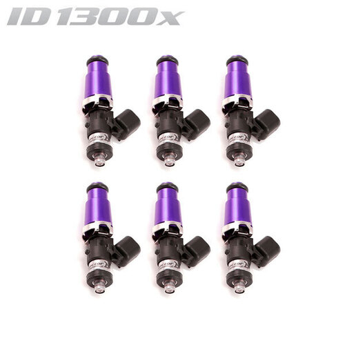 ID1300-XDS Injectors Set of 6, 60mm Length, 14mm Purple Adaptor Top, Denso Lower Cushion - Nissan Skyline R32/R33/R34