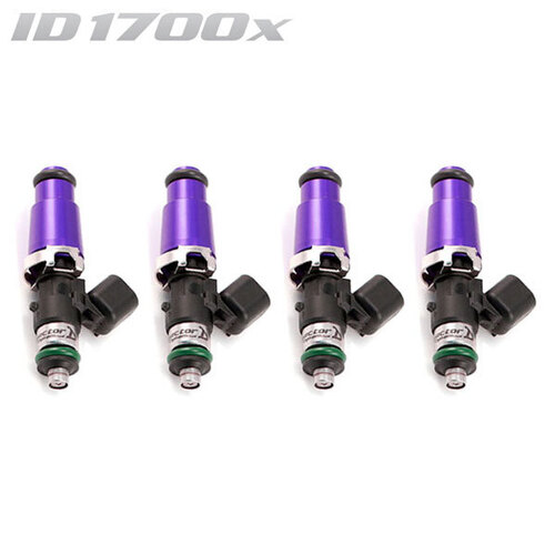 ID1700-XDS Injectors Set of 4, 60mm Length, 14mm Purple Adaptor Top, 14mm Lower O-Ring - Nissan SR20/Toyota 3S-GTE/BMW M3 E30