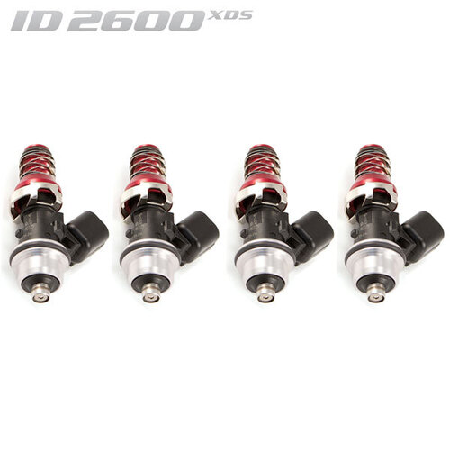 ID2600-XDS Injectors Set of 4, 48mm Length, 11mm Red Adaptor Top, Honda Lower Adaptor - Honda S2000 AP1 99-05