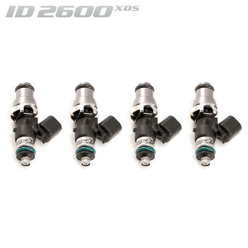 ID2600-XDS Injectors Set of 4, 48mm Length, 14mm Grey Adaptor Top, 14mm Lower O-ring - Honda S2000 AP2/Civic/Integra/Accord (K20/K24)