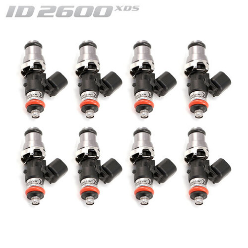 ID2600-XDS Injectors Set of 8, 48mm Length, 14mm Grey Adaptor Top, 15mm Lower O-Ring - Holden/HSV/GM LS2