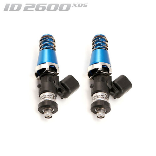 ID2600-XDS Injectors Set of 2, 60mm Length, 11mm Blue Adaptor Top, Denso Lower Cushion - Mazda RX-8 (Secondary Injector)