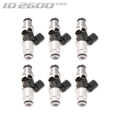 ID2600-XDS Injectors Set of 6, 60mm Length, 14mm Grey Adaptor Top, 14mm Lower Adaptor - Ford XR6 BA/BF/FPV F6 BA/BF