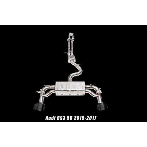 IPE (STAINLESS)EXHAUST SYSTEM-Front Pipe + Mid Pipe + Valvetronic Muffler +Tips(Chrome Black)(RS3 (8V.2) Sportback(2017 - on))