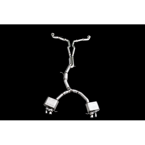 IPE (STAINLESS)EXHAUST SYSTEM-Front Pipe + Mid Pipe + Valvetronic Muffler + OBDii with Lighting Sensor + Tips(Chrome Silver)(RS5-B9 Coupe(2018 - on)OP