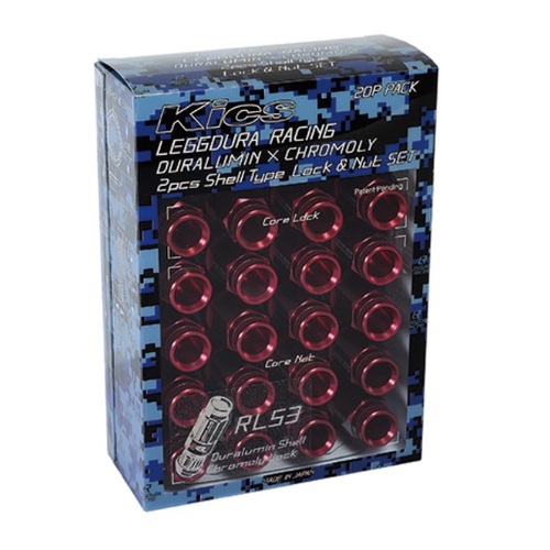 LEGGDURA RACING Shell Type Lock & Nut Set M12 x P1.25 (RL53) Red