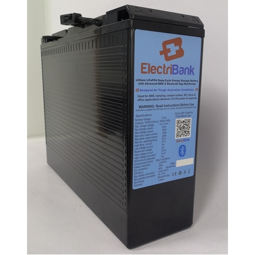 ElectriBank Slimline ESS 100Ah (200Ah PbEq) Deep-cycle LiFePO4 Bluetooth Battery