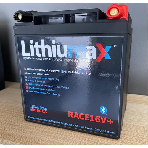 Lithiumax RACE16V+ Bluetooth 800CA ULTRA-LITE Engine Starter Battery