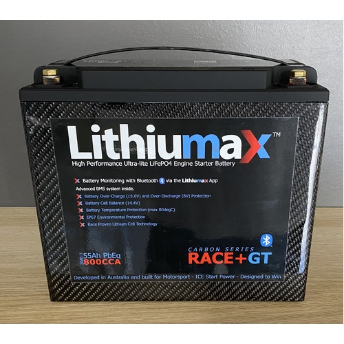 Lithiumax NEW Carbon Series RACE+GT Bluetooth Battery