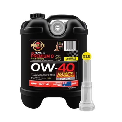 Penrite Full Synthetic 10 Tenths Premium Racing Oil - 0W-40, 20 Litres