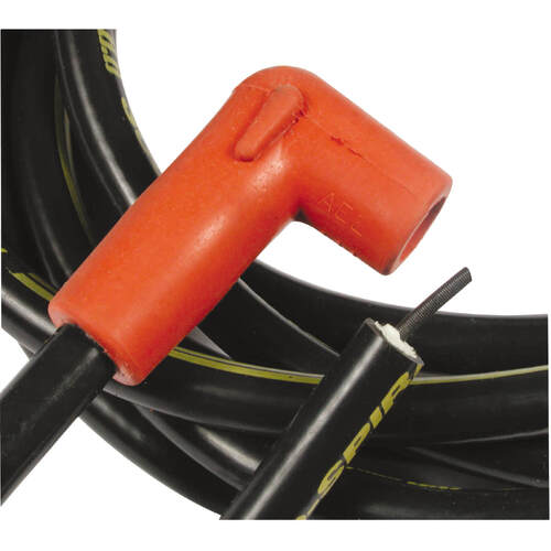 ACCEL Spark Plug Wires 300+ Ferro-Spiral Silicone Tight 90 Degree 8.8mm Dia. Black HEI And Socket Cap Universal Set