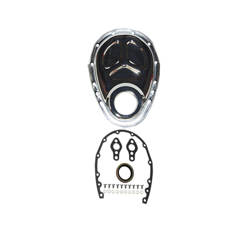 Proflow Timing Chain Cover Kit SB For Chevrolet with Seal / Gaskets / Hardware (Chrome Steel)