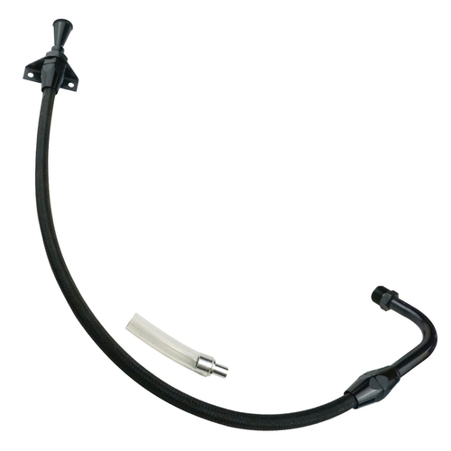 Proflow Transmission Dipstick Braided Stainless Black Billet Handle Firewall Mount C-4,C10 Pan Fill Each