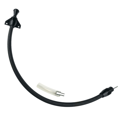 Proflow Transmission Dipstick Braided Stainless Black Billet Handle, Firewall Mount For Chevrolet Powerglide Each