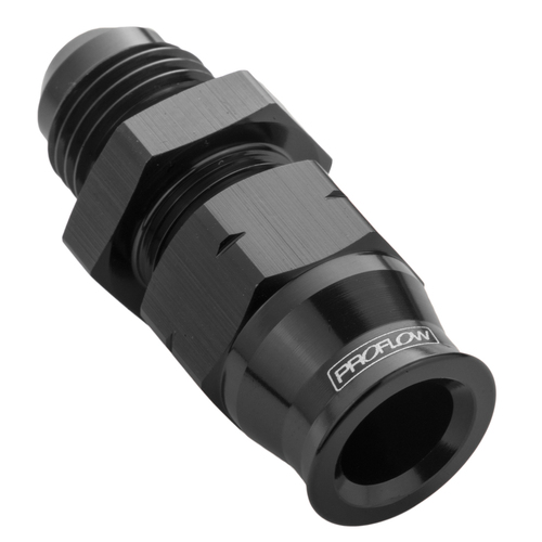 Proflow 1/2in. Tube To Male -08AN Hose End Aluminium Tube Adaptor Black