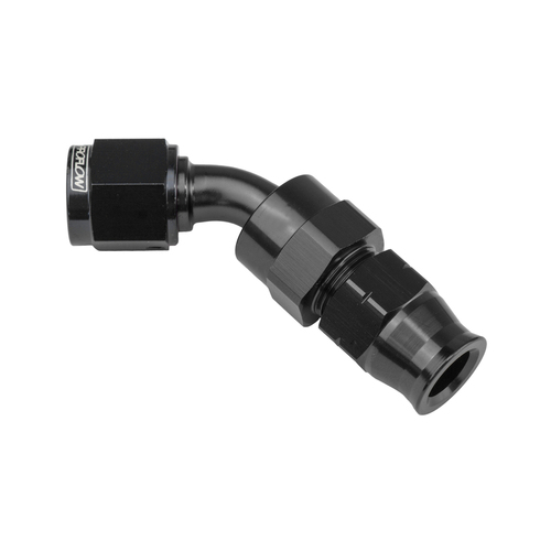 Proflow 5/16in. Tube 45 Degree To Female -06AN Hose End Tube Adaptor Black