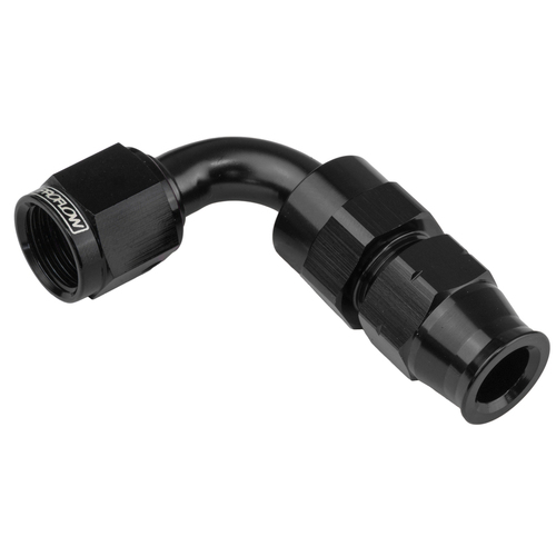 Proflow 1/2in. Tube 90 Degree To Female -08AN Hose End Tube Adaptor Black