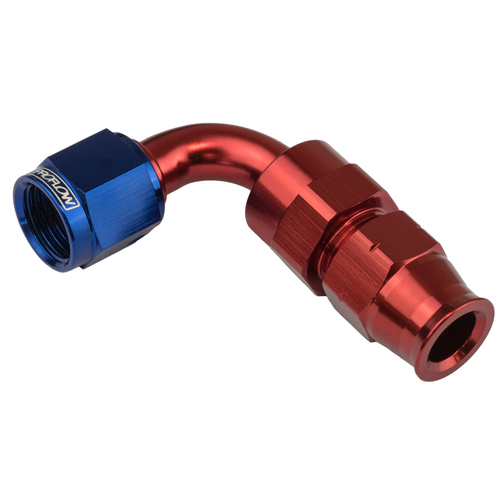 Proflow 5/8in. Tube 90 Degree To Female -10AN Hose End Tube Adaptor Blue/Red