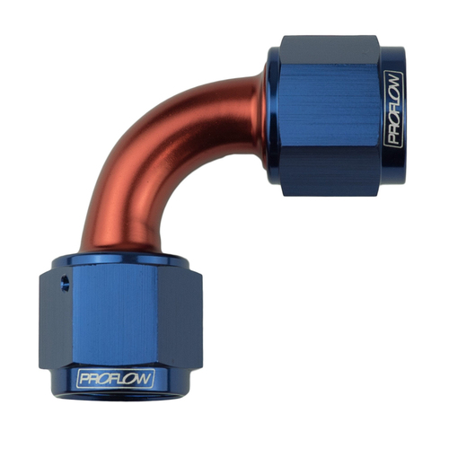 Proflow 90 Degree Female Flare Union Swivel Hose End -10AN Blue
