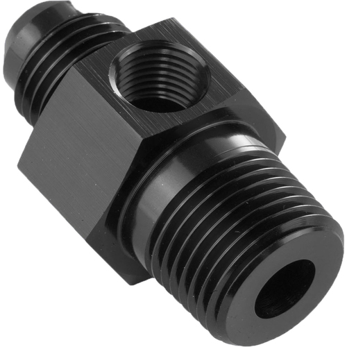 Proflow Male Adaptor 3/8in. NPT To -06AN 1/8in. NPT Gauge Port Hose End Black
