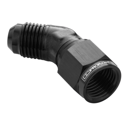 Proflow 45 Degree Male Adaptor - Female Adaptor Swivel Coupler Hose End -16AN Black