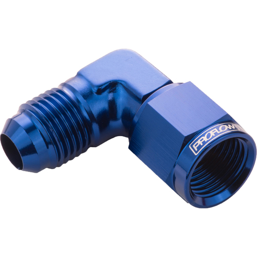 Proflow 90 Degree Male Adaptor - Female Adaptor Swivel Coupler Hose End -16AN Blue