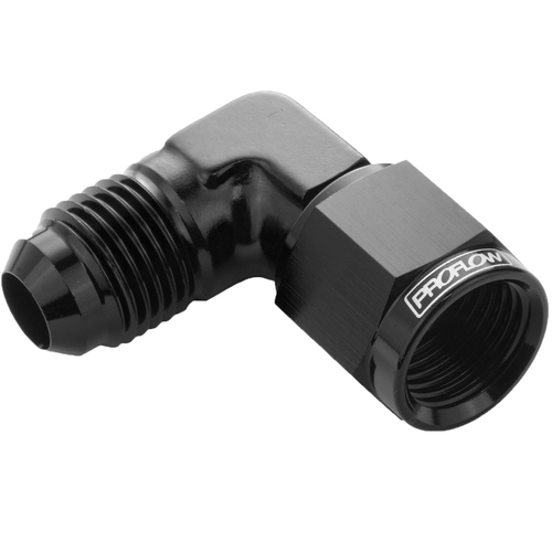 Proflow 90 Degree Male Adaptor - Female Adaptor Swivel Coupler Hose End -16AN Black