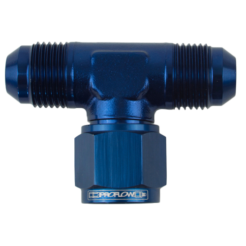 Proflow AN Tee -06AN Female Swivel Coupler Hose End On Side Blue