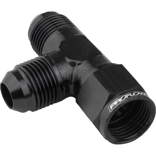 Proflow AN Tee -06AN Female Swivel Coupler Hose End On Run Black