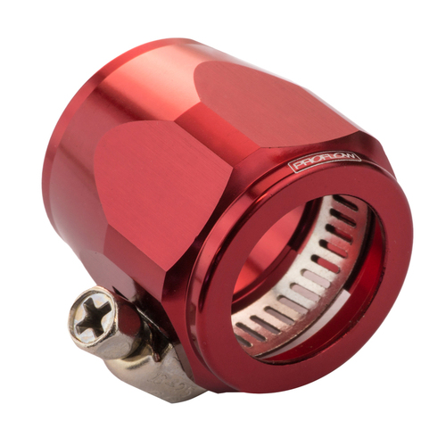 Proflow Aluminium Hex Hose Finisher Clamp 14.3mm ID Red
