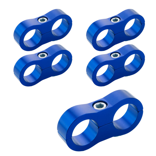 Proflow Aluminium Hose & Tubing Clamp Separators 5 pack Clamp 5mm ID Hole Blue