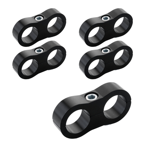 Proflow Aluminium Hose & Tubing Clamp Separators 5 pack Clamp 8mm ID Hole Black