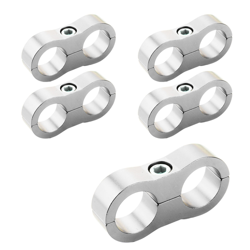 Proflow Aluminium Hose & Tubing Clamp Separators 5 pack Clamp 11mm ID Hole Silver