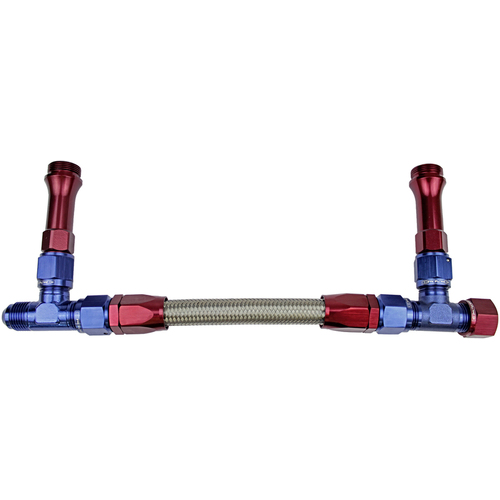 Proflow Fuel Line kit Holley 4150 -8 AN Single Inlet Swivel-Seal Stainless Steel Hose Blue/Red