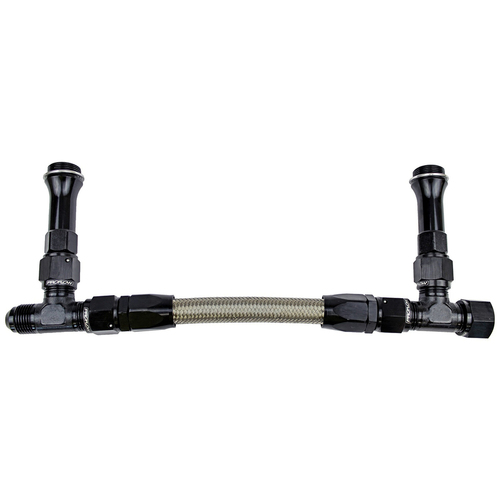 Proflow Fuel Line kit Holley 4500 -8 AN Single Inlet Swivel-Seal Stainless Steel Hose Black
