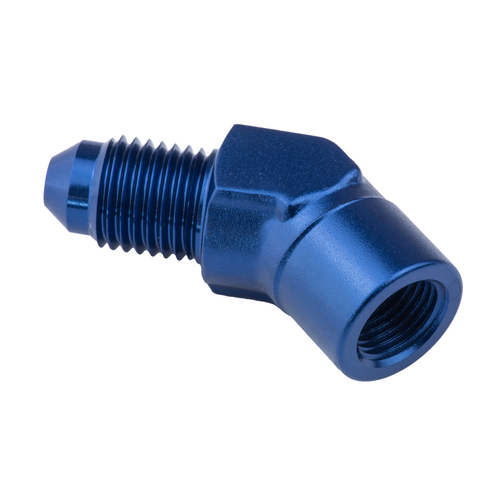 Proflow Female Adaptor 45 Degree Adaptor 1/8in. NPT To Male -03AN Blue