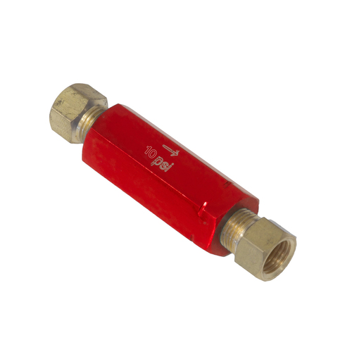 Proflow Residual Pressure Valve Red Anodised 10 psi Drum Brakes 1/8 in. NPT Female Inlet/Outlet Each