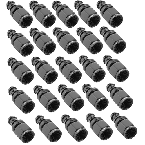 Proflow Bulk Straight Push Lock Hose End Barb 5/16'' To Female -06AN Black 25pc