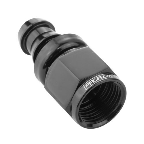 Proflow Straight Push Lock Hose End Barb 5/8'' To Female -10AN Black