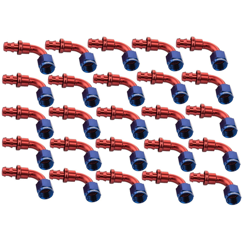 Proflow 90 Degree Push Lock Hose End Barb 3/8'' To Female -06AN Polished