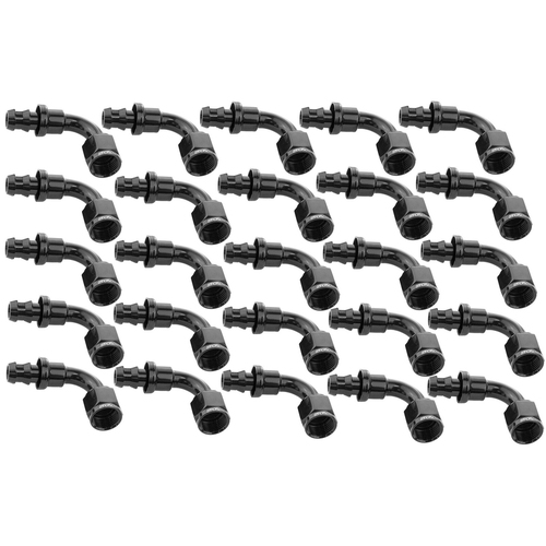 Proflow Bulk Pack 90 Degree Push On Hose End -06AN Black 25pc