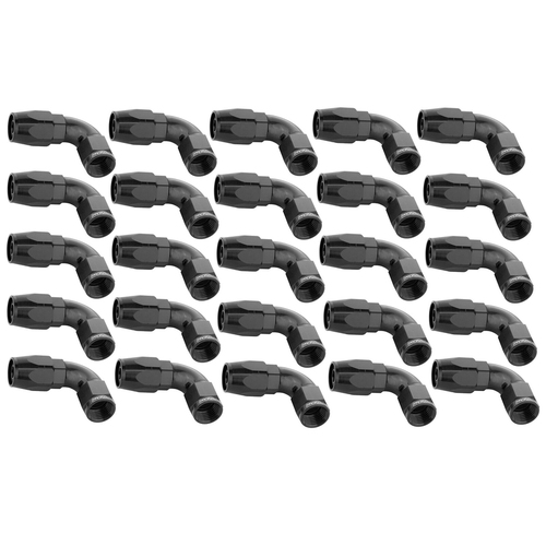 Proflow Bulk Pack Cutter Hose End 90 Degree -06AN Black 25pc