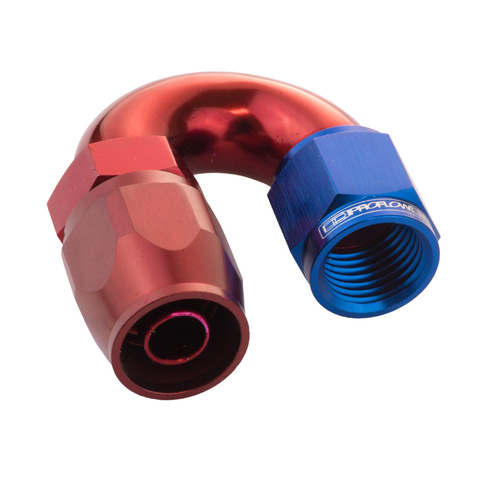 Proflow Fitting Hose End 180 Degree Full Flow -04AN Blue/Red