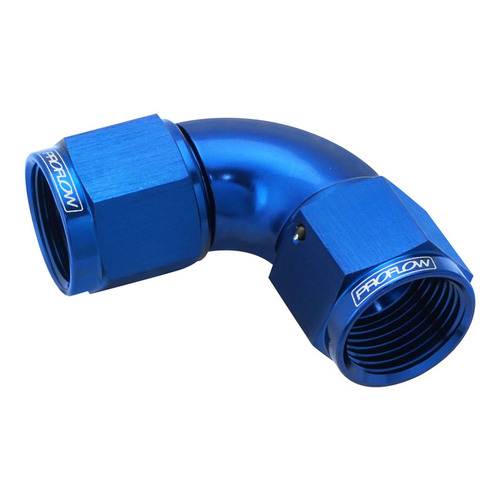 Proflow 90 Degree Female Flare Union Full Flow Swivel Hose End -06AN Blue