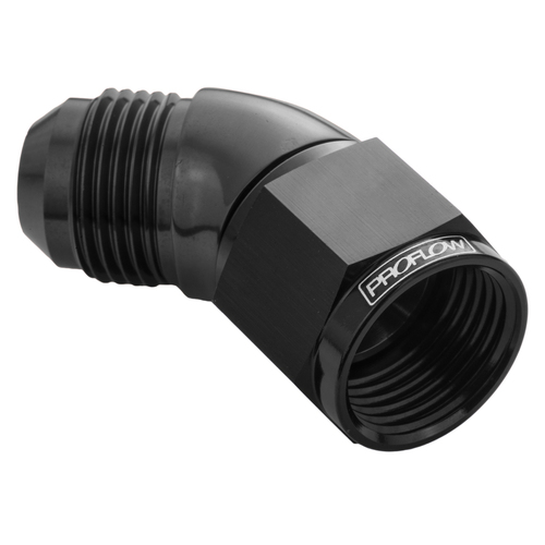 Proflow 45 Degree Full Flow Adaptor Male To Female -10AN Black