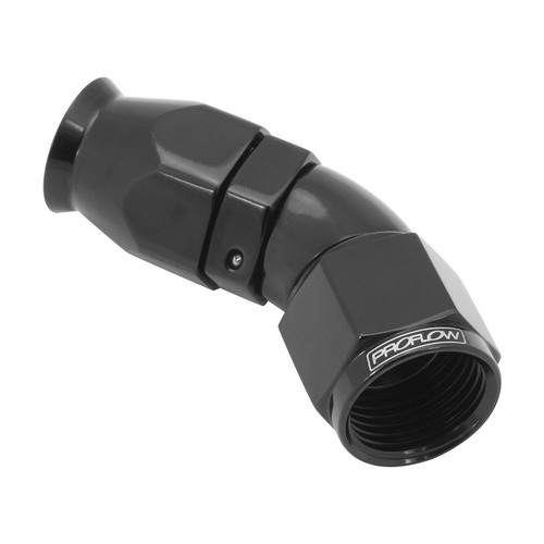 Proflow 45 Degree Fitting Hose End AN6 Suit PTFE Hose Black