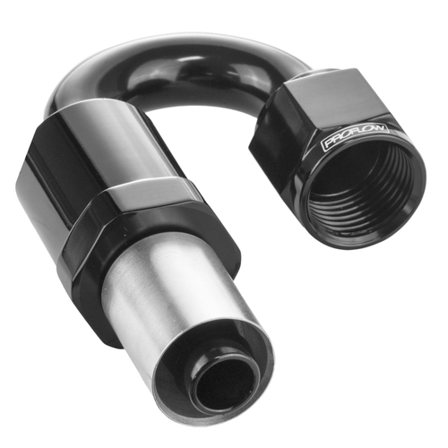 Proflow Crimp Hose End 180 Degree -08AN Black