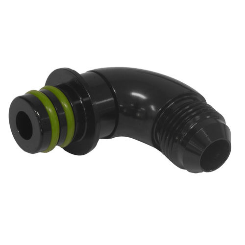 Proflow Fitting Transmission Adaptor For Ford ZF to AN Hose End 90 Degree Black AN8